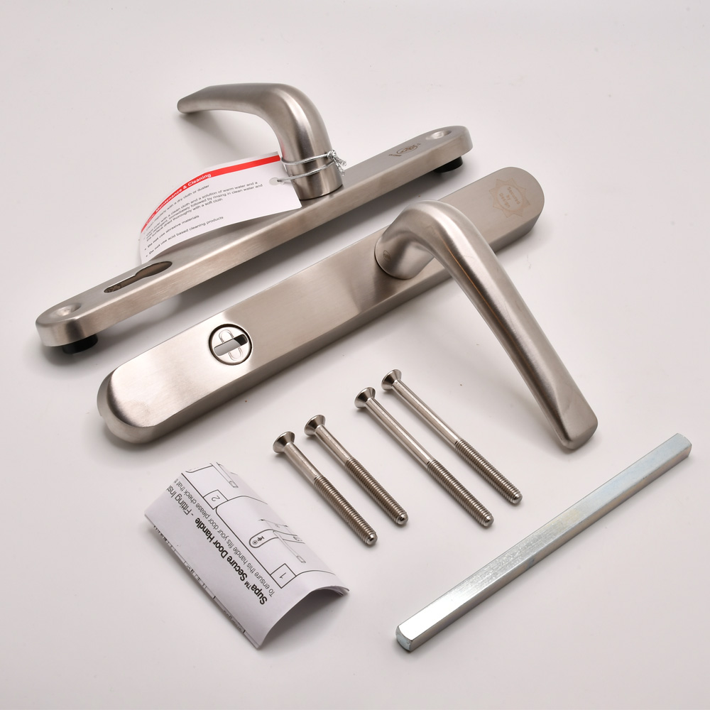 TSS TS007 2 Star Grade 304 Stainless Steel Lever Lever UPVC Multipoint Door Handles - 92mm PZ Sprung 210mm Screw Centres